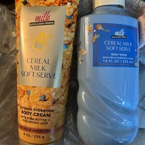 Bath & Body Works Cereal Milk Soft Serve Body Wash and Cream Set